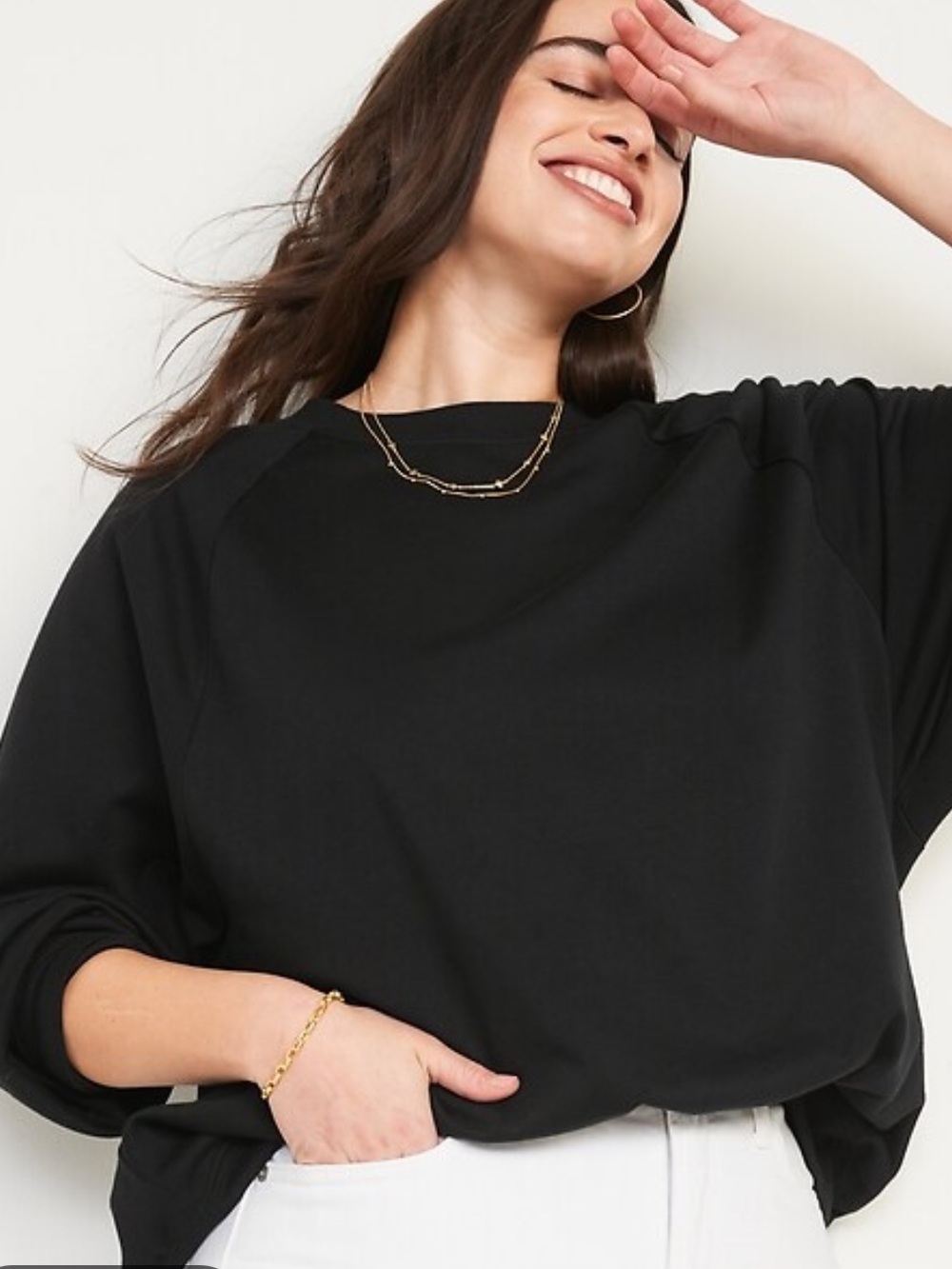 Old Navy Black Oversized Tunic Sweatshirt